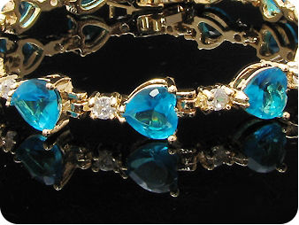 13x7mm Sky Blue Sapphire Gold YG Bracelet