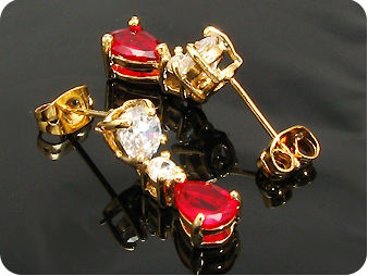 2x7mm Red Rubies Earrings