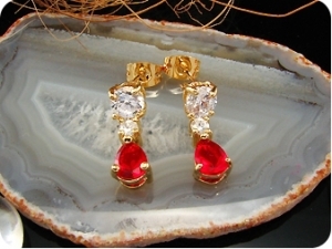 2x7mm Red Rubies Earrings