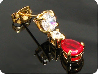 2x7mm Red Rubies Earrings