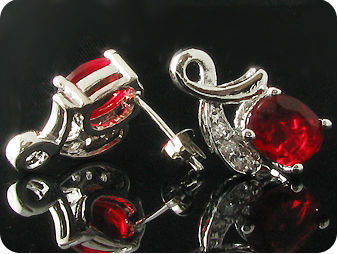 2x8mm Red Rubies Earrings
