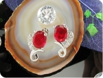 2x8mm Red Rubies Earrings
