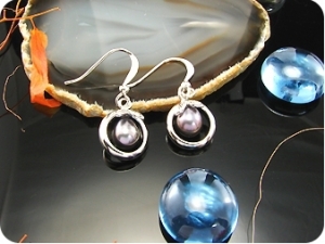 Groovy 2x8mm Black Fresh Water Pearl Oval Cut Earrings