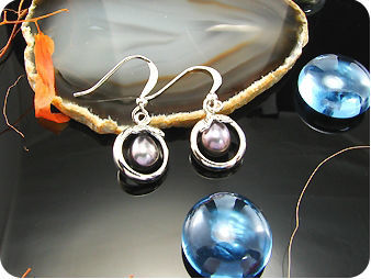 Groovy 2x8mm Black Fresh Water Pearl Oval Cut Earrings