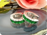 14 x 3mm Green Emeralds Hoop Style Earrings