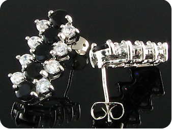 10 x 5mm Black Sapphires Round Cut Earrings