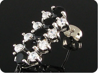 10 x 5mm Black Sapphires Round Cut Earrings