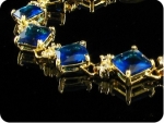 11x10mm Royal Blue Sapphire White Topaz Gold Bracelet