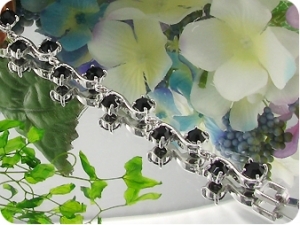 20x5mm Black Sapphire White Gold Plated Style Bracelet