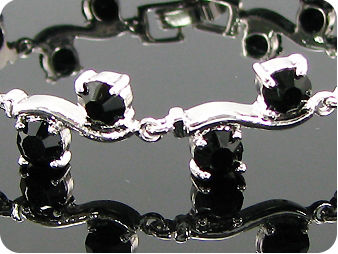 20x5mm Black Sapphire White Gold Plated Style Bracelet