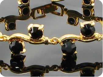 20x5mm Black Sapphire Round Cut Gold Style Bracelet