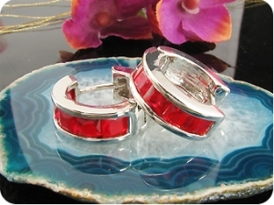 10x4mm Red Rubies  Earrings