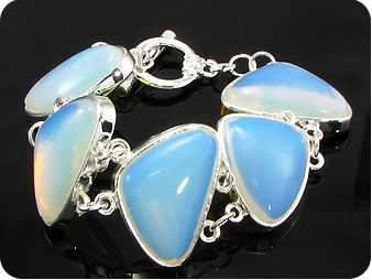 5x30mm Pure White Moonstone Silver Tennis Bracelet