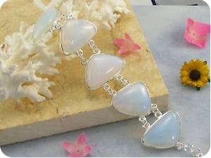 5x30mm Pure White Moonstone Silver Tennis Bracelet