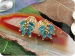 Elegant 12 x 5mm Blue Sapphires Gold Earrings