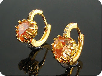 2x9mm Orange Sapphires Earrings