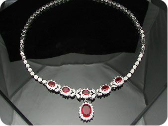 14x8-6mm Red Ruby Necklace