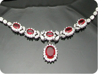 14x8-6mm Red Ruby Necklace