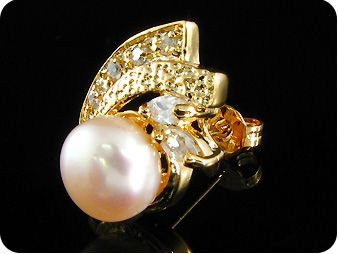 2x8mm Creamy Fresh Water Pearl Topaz Gold Earrings