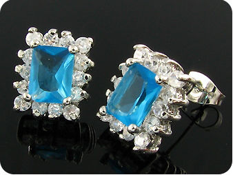 2x8mm Ocean Blue Sapphire Earrings