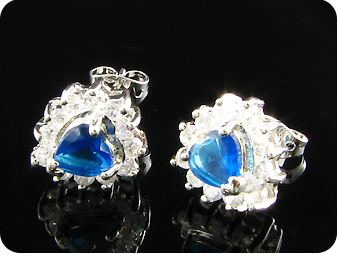 2x7mm Royal Blue Sapphire Topaz Earrings