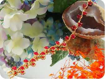 20x5mm Hot Red Ruby Round Cut Gold Stylish Bracelet