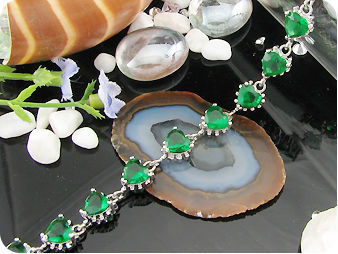 15x6mm Green Emerald  Bracelet