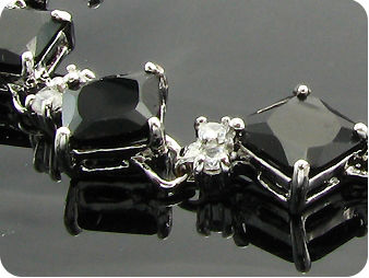 11 x 10mm Black Sapphires White Topaz Bracelet