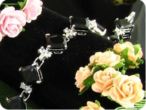 11 x 10mm Black Sapphires White Topaz Bracelet