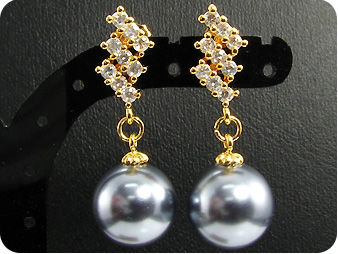 12mm Black Huge Pearl Topaz Gold Pendant Earrings Set