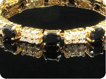 Fabulous 10 x 7mm Black Sapphires Gold Bracelet