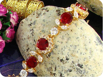 9~3mm Red Ruby White Topaz Bracelet