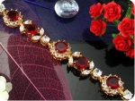 9~3mm Red Ruby White Topaz Bracelet