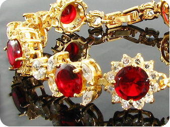 9~3mm Red Ruby White Topaz Bracelet