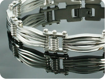 Modish Spring Pattern Silver Polish Steel Men Bracelet