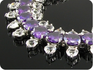 87x3~4mm Purple Amethyst White Topaz Round Bracelet