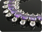 87x3~4mm Purple Amethyst White Topaz Round Bracelet