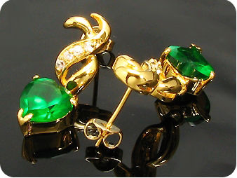 2x8mm Green Emerald Earrings