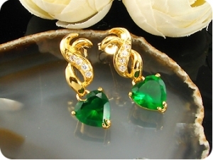 2x8mm Green Emerald Earrings