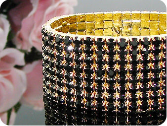 320x3mm Black Sapphire Canival Party Gold Bracelet