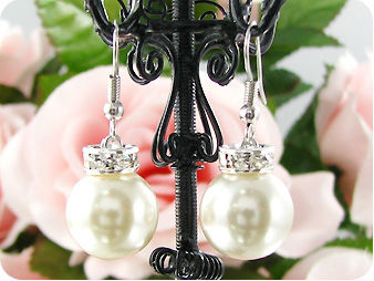 264x14~6mm White Pure Pearl 3~row Necklace Earrings Set