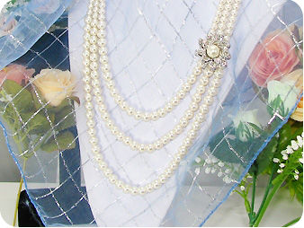 264x14~6mm White Pure Pearl 3~row Necklace Earrings Set