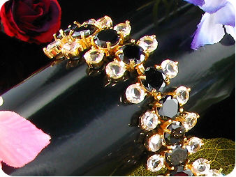 87x3~4mm Black Sapphire White Topaz Gold Bracelet