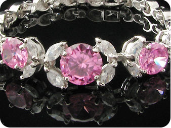 Exotic 5 x 6~10mm Pink Sapphires Round Bracelet