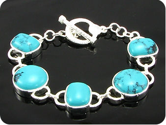 5x17~15mm Chinese Turquoise Silver Tennis Bracelet