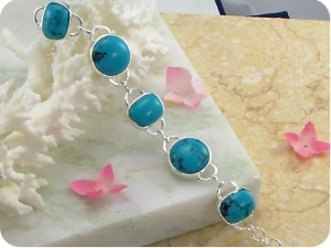 5x17~15mm Chinese Turquoise Silver Tennis Bracelet