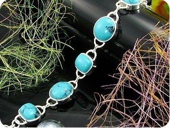 5x17~15mm Chinese Turquoise Silver Tennis Bracelet