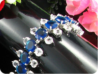 87x3~4mm Royal Blue Sapphire White Topaz Bracelet