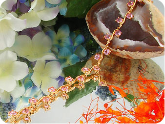 20x5mm Pink Sapphire Round Cut Gold Style Bracelet