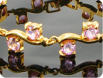 20x5mm Pink Sapphire Round Cut Gold Style Bracelet
